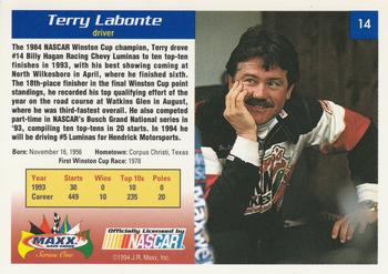 1994 Maxx #14 Terry Labonte Back