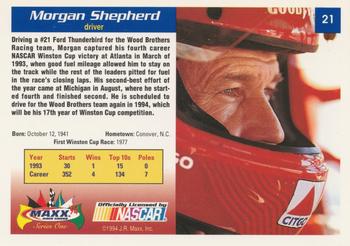 1994 Maxx #21 Morgan Shepherd Back