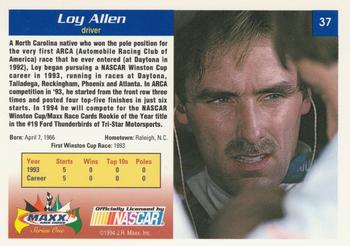 1994 Maxx #37 Loy Allen Jr. Back