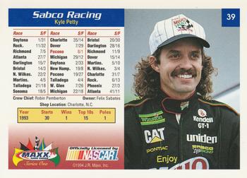 1994 Maxx #39 Sabco Racing Back