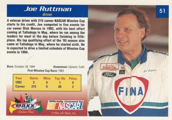 1994 Maxx #51 Joe Ruttman Back