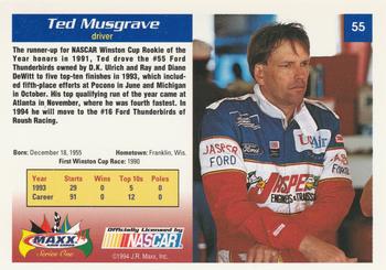 1994 Maxx #55 Ted Musgrave Back