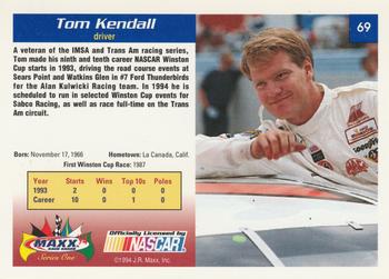 1994 Maxx #69 Tom Kendall Back