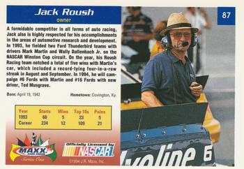 1994 Maxx #87 Jack Roush Back