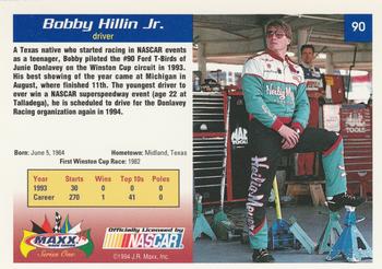1994 Maxx #90 Bobby Hillin Jr. Back