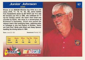 1994 Maxx #97 Junior Johnson Back