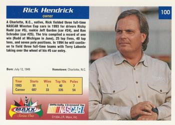 1994 Maxx #100 Rick Hendrick Back