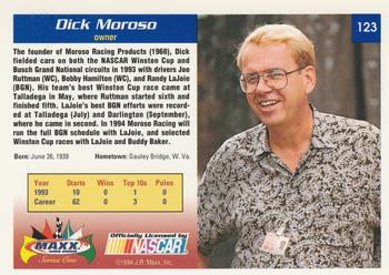 1994 Maxx #123 Dick Moroso Back