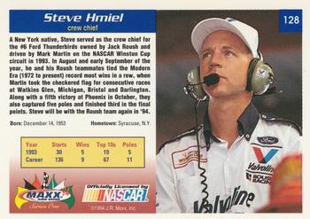 1994 Maxx #128 Steve Hmiel Back