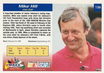 1994 Maxx #136 Mike Hill Back