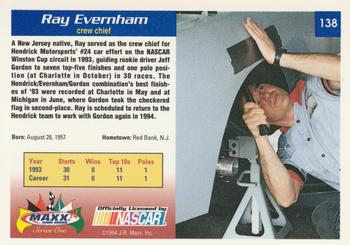 1994 Maxx #138 Ray Evernham Back