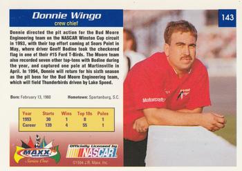 1994 Maxx #143 Donnie Wingo Back