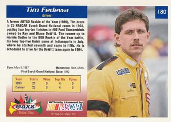1994 Maxx #180 Tim Fedewa Back