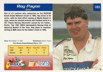 1994 Maxx #183 Roy Payne Back