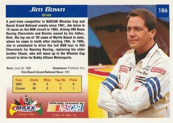 1994 Maxx #186 Jim Bown Back