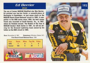 1994 Maxx #193 Ed Berrier Back