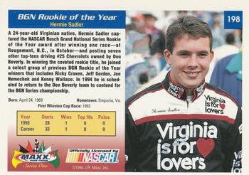 1994 Maxx #198 BGN Rookie of the Year Back