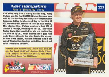 1994 Maxx #223 New Hampshire - Rusty Wallace Back