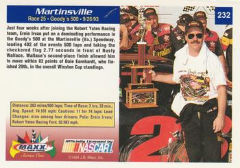 1994 Maxx #232 Martinsville - Race 25 Back