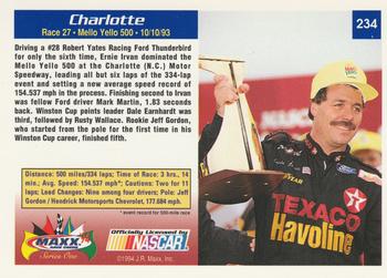 1994 Maxx #234 Charlotte - Race 27 Back