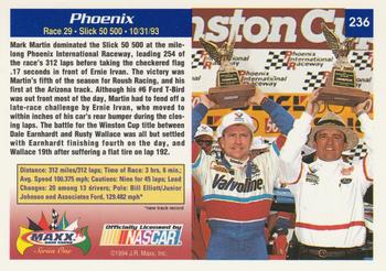 1994 Maxx #236 Phoenix - Race 29 Back