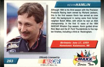 1994 Maxx #283 Kevin Hamlin Back