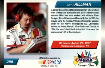 1994 Maxx #290 Mike Hillman Back