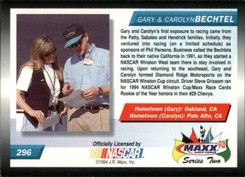 1994 Maxx #296 Gary Bechtel / Carolyn Bechtel Back