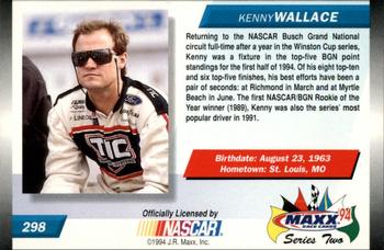 1994 Maxx #298 Kenny Wallace Back