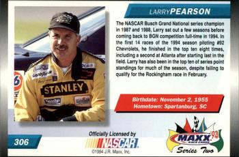 1994 Maxx #306 Larry Pearson Back