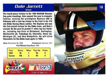 1994 Maxx #18 Dale Jarrett Back