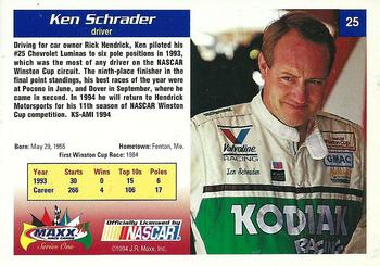 1994 Maxx #25 Ken Schrader Back