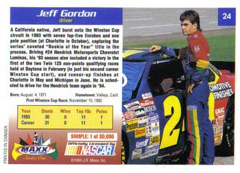 1994 Maxx #24 Jeff Gordon Back