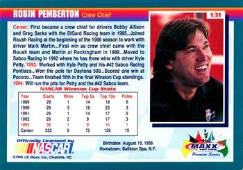 1994 Maxx Premier Series #131 Robin Pemberton Back