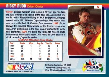 1994 Maxx Premier Series #5 Ricky Rudd Back