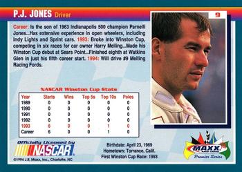 1994 Maxx Premier Series #9 P.J. Jones Back