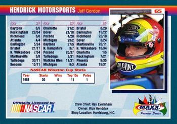 1994 Maxx Premier Series #65 Jeff Gordon's Car Back