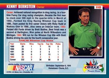 1994 Maxx Premier Series #110 Kenny Bernstein Back