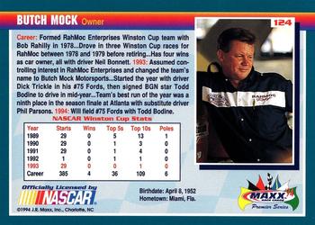 1994 Maxx Premier Series #124 Butch Mock Back