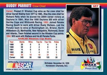 1994 Maxx Premier Series #127 Buddy Parrott Back
