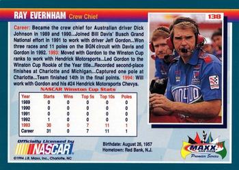 1994 Maxx Premier Series #138 Ray Evernham Back