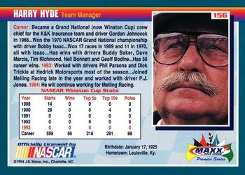 1994 Maxx Premier Series #156 Harry Hyde Back