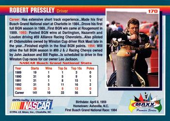 1994 Maxx Premier Series #170 Robert Pressley Back