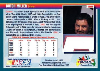 1994 Maxx Premier Series #188 Butch Miller Back