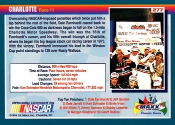 1994 Maxx Premier Series #277 Dale Earnhardt Back