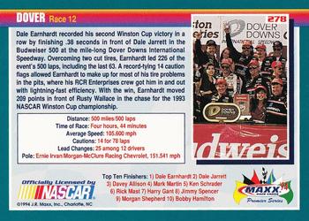 1994 Maxx Premier Series #278 Dale Earnhardt Back