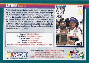 1994 Maxx Premier Series #281 Dale Earnhardt Back