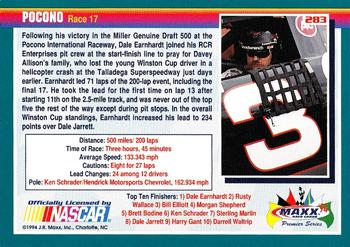 1994 Maxx Premier Series #283 Dale Earnhardt Back