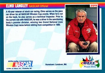 1994 Maxx Premier Series #229 Elmo Langley Back
