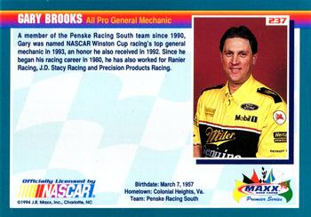 1994 Maxx Premier Series #237 Gary Brooks Back